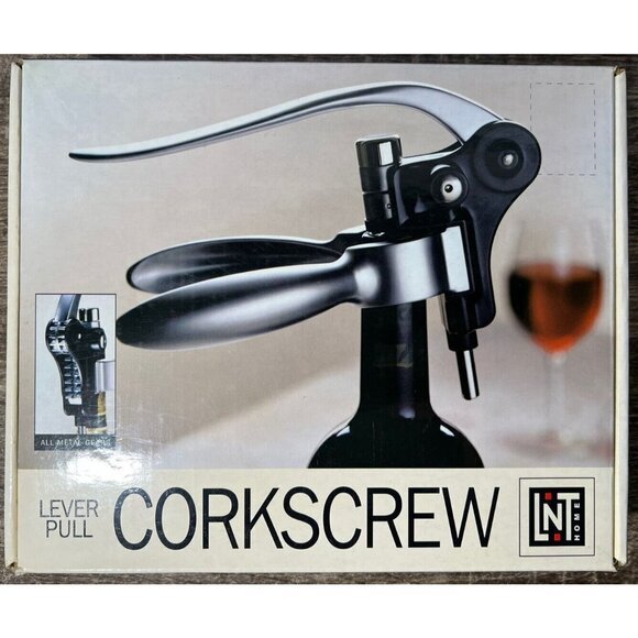 Linens 'N Things Deluxe Bar Restaurant Lever Pull Corkscrew Wine Bottle Opener - Picture 1 of 4